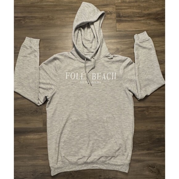 COMFORT AUTHENTIC HOODED SWEATSHIRT FOLLY BEACH SC UNISEX SZ L WAFFLED - Picture 2 of 6